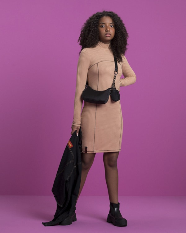 Vestido Canelado Juvenil Feminino Based