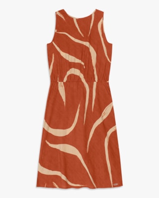 Vestido Curto Acinturado em Viscose Estampada - Cereja Rosa - Inca-GG