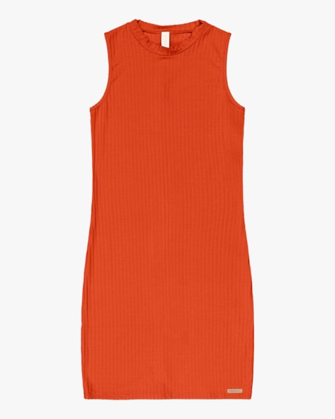 Vestido Curto Canelado Básico Manga Regata- Cereja Rosa- Autentic