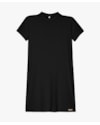 Vestido Curto Canelado com Gola Fechada - Cereja Rosa - Preto-654d5a59-4bd5-4439-bedf-3ccdfadc7612