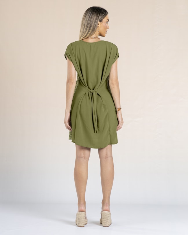 Vestido Curto com Estampa e Amarração Costas -Cereja Rosa - Erva Doce-b8627ec1-ff10-41c7-afd2-c4435bb08d42