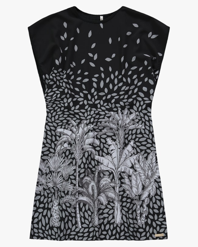 Vestido Curto com Estampa e Amarração Costas -Cereja Rosa - Preto P-6e73057f-8f53-4142-adfe-924943a8d2d6