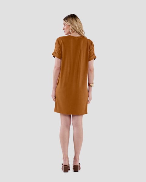 Vestido Curto com Estampa Folhagens - Cereja Rosa - Inca