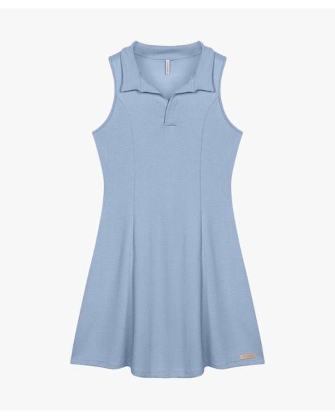 Vestido Curto com Gola Polo em Viscose - Cereja Rosa - Blue Aura