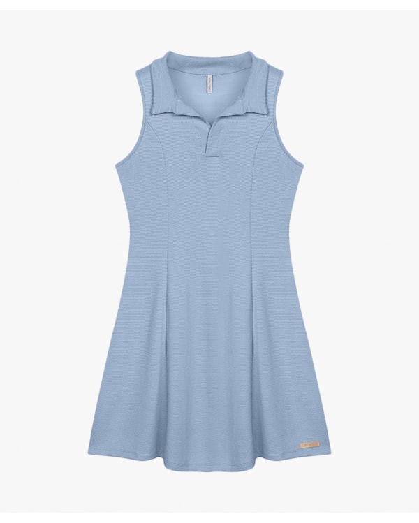Vestido Curto com Gola Polo em Viscose - Cereja Rosa - Blue Aura