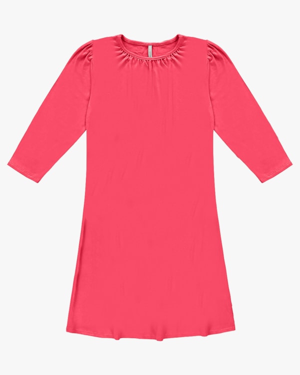 Vestido Curto em Malha Tricot Viscose com Manga 3/4 - Cereja Rosa - Preto