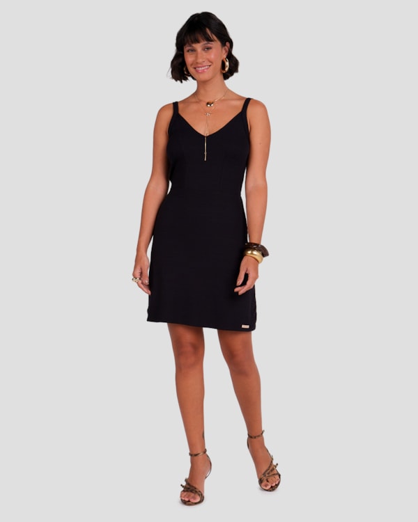 Vestido Curto em Viscose com Alça Fina Cereja Rosa Preto