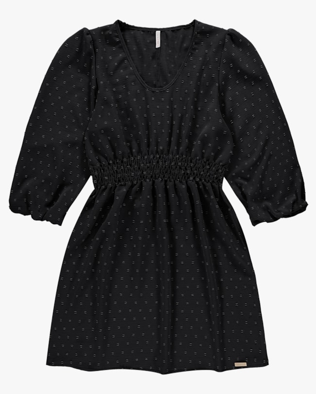 Vestido Curto Evasê com Manga 7/8 - Cereja Rosa - Preto P-15ca2027-0200-4574-9b29-8959f6bb4665