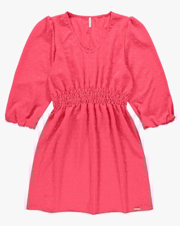 Vestido Curto Evasê com Manga 7/8 - Cereja Rosa - Rosa P