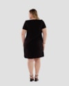 Vestido Curto Feminino Plus Size em Tecido Plano - Cereja Rosa - Preto-7c333673-1949-4d1f-b63e-2758fcc77dfc