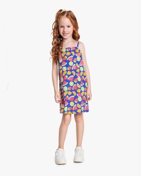 Vestido Curto Infantil com Estampa Frutas - Kely Kety - Lazuli