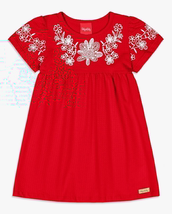 Vestido Curto Infantil com Estampa Relevo - Kely Kety - Tomato-e9e3f701-f0bf-4e49-a42d-ef06d6cb8f03