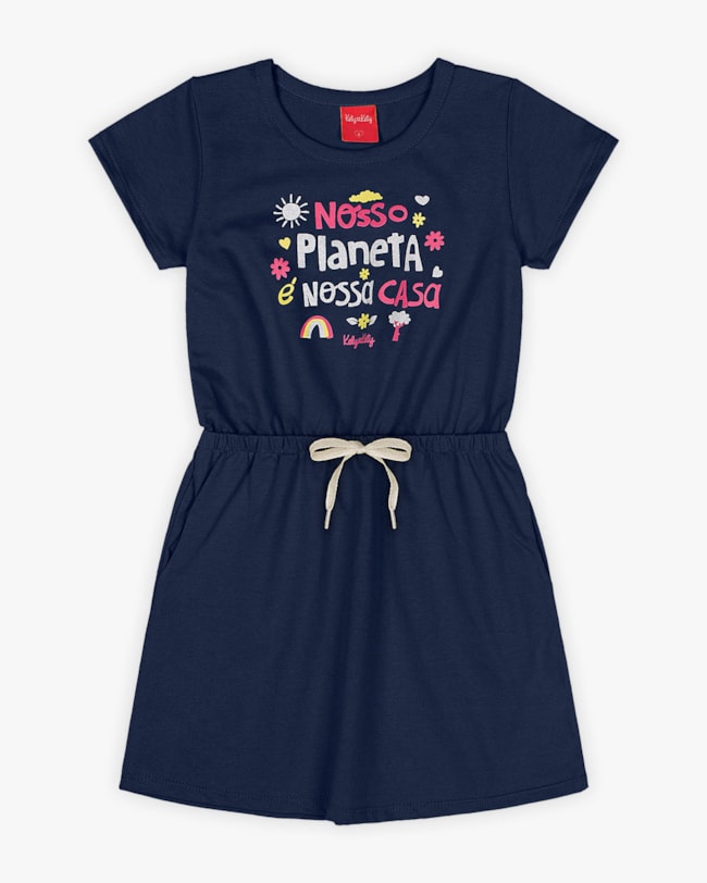 Vestido Curto Infantil em Moletinho com Bolsos -Kely Kety - Oxford-4820ea47-bae2-4b21-bb8d-c307468cd803