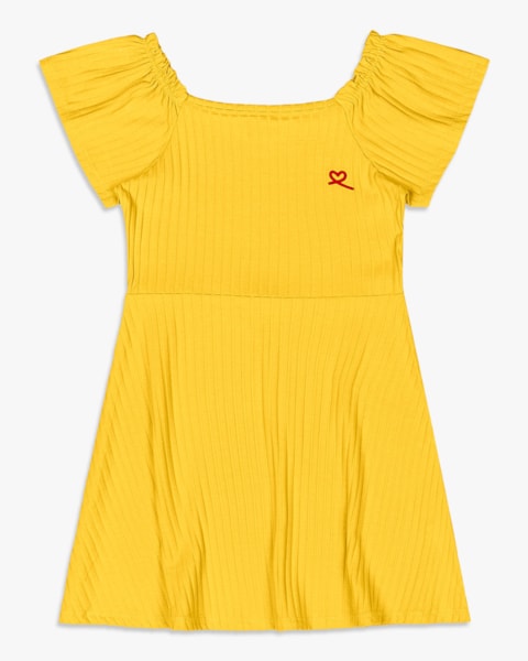 Vestido Curto Infantil em Viscose Canelada - Kely Kety - Sol