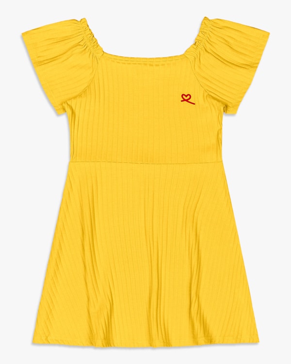 Vestido Curto Infantil em Viscose Canelada - Kely Kety - Sol