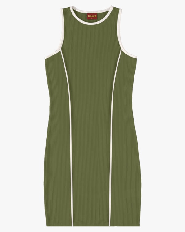 Vestido Curto Juvenil Canelado com Filete - BaseD - Oliveira