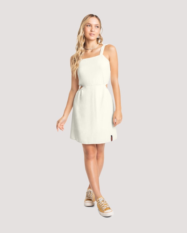 Vestido Curto Juvenil com Abertura Lateral Based Natural