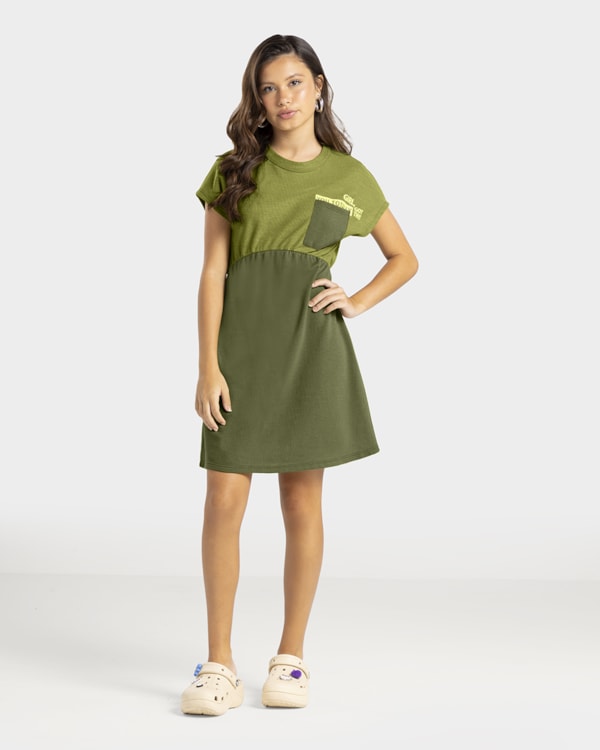 Vestido Curto Juvenil com Bolso em Moletinho - BaseD - Oliveira