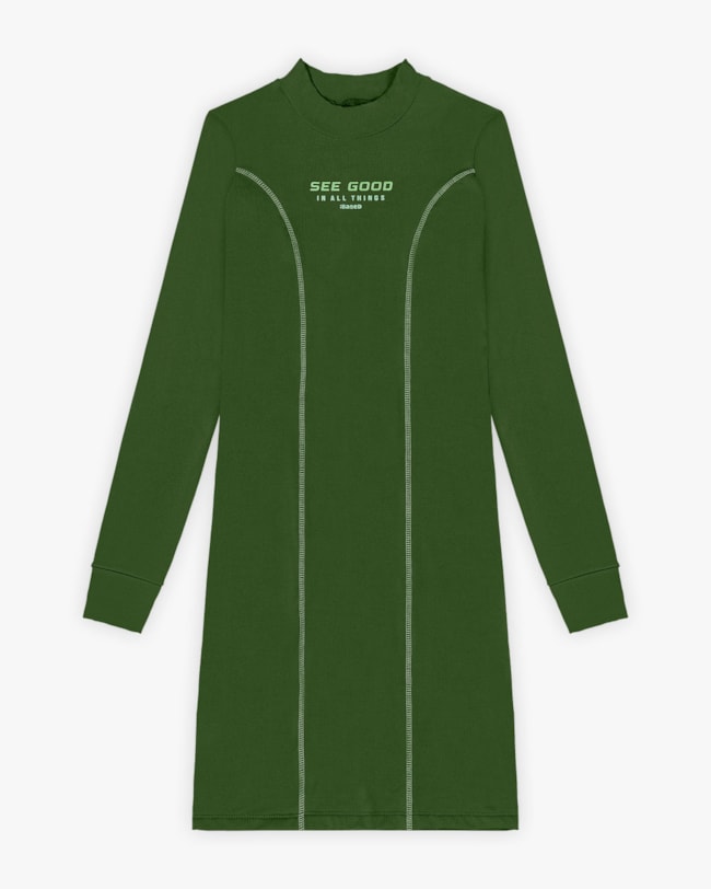 Vestido Curto Juvenil com Manga Longa em Malha Felpada - BaseD - Militar-955699dc-1447-449a-b11e-900f6dc7a899