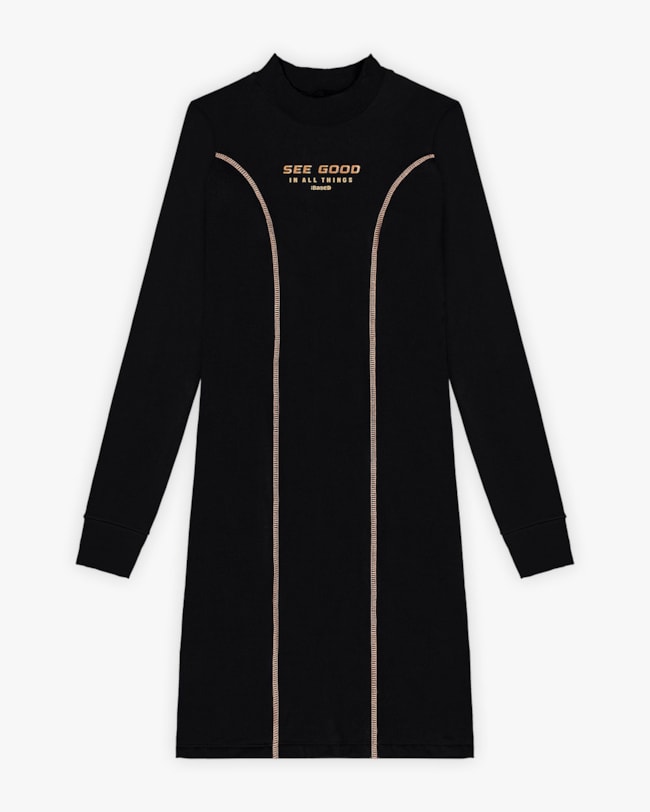 Vestido Curto Juvenil com Manga Longa em Malha Felpada - BaseD - Preto-426d0ede-fa7a-4d2e-ba44-da5adc7c98e3