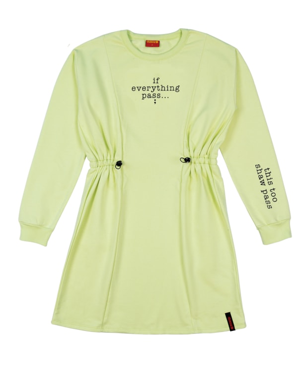 Vestido Curto Juvenil com Manga Longa em Moletom - Matcha