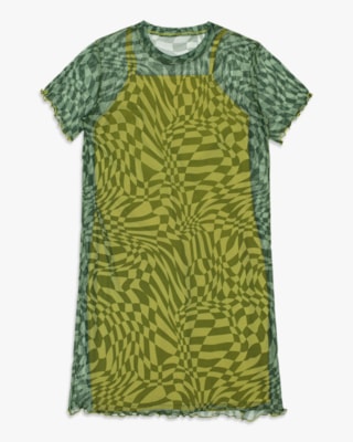 Vestido Curto Juvenil com Tule Estampado - BaseD - Army