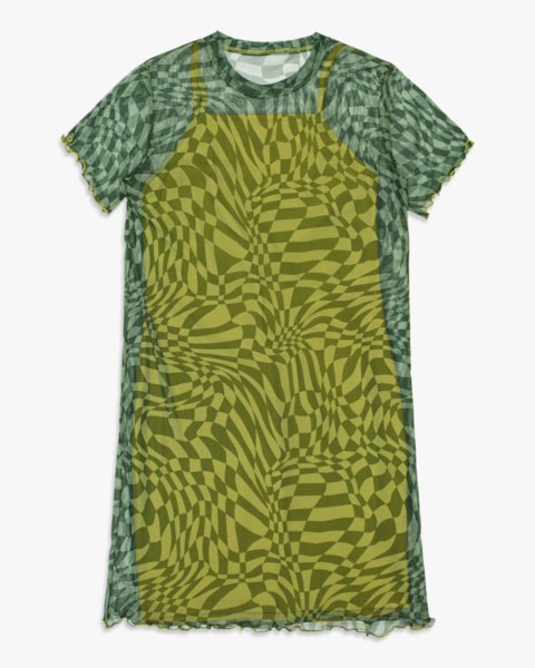 Vestido Curto Juvenil com Tule Estampado - BaseD - Army