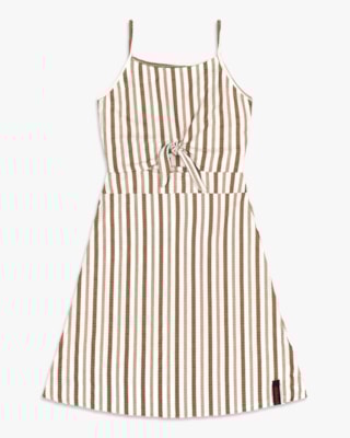 Vestido Curto Juvenil Cut Out em Canelado Listrado - BaseD - Natural