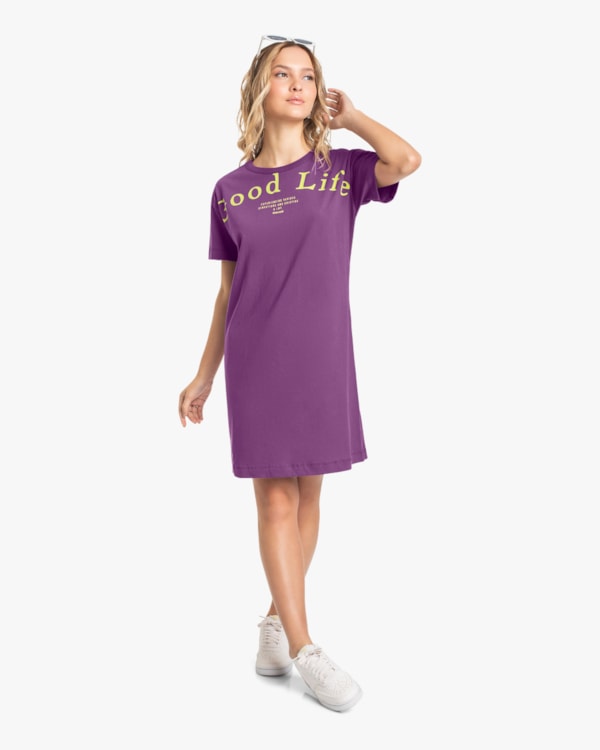 Vestido Curto Juvenil em Meia Malha BaseD Roxo Cristal