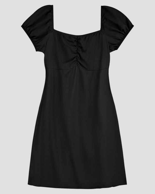 Vestido Curto Juvenil em Tecido Viscose BaseD Preto