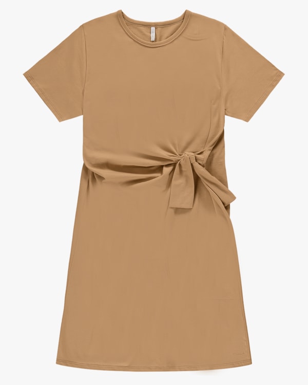 Vestido Curto Meia Malha com Amarração - Cereja Rosa - Capim Dourado