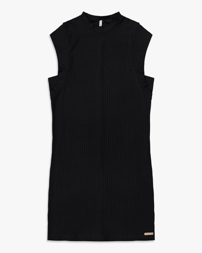 Vestido Curto Muscle Tee em Viscose Canelada - Cereja Rosa - Preto-b45e1a39-decc-441a-bdb0-f3da187915c8