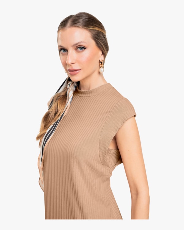 Vestido Curto Muscle Tee em Viscose Canelada - Cereja Rosa - Toffee