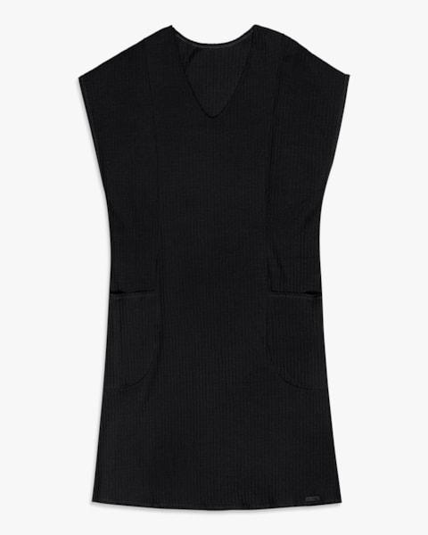 Vestido Curto Plus Size Canelado com Bolso - Cereja Rosa -Preto