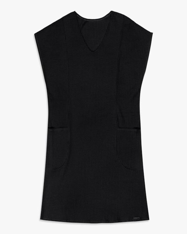 Vestido Curto Plus Size Canelado com Bolso - Cereja Rosa -Preto