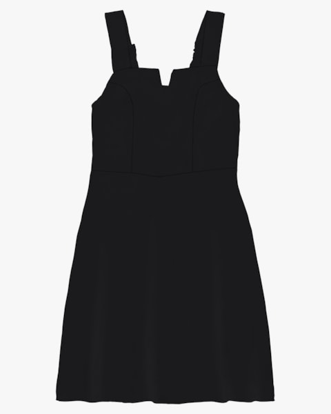 Vestido Curto Plus Size com Alça Ajustável - Cereja Rosa - Preto