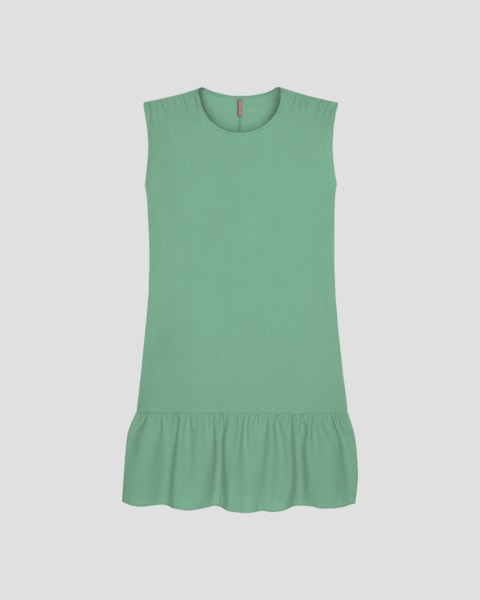 Vestido Curto Plus Size com Babado na Barra Cereja Rosa Verde