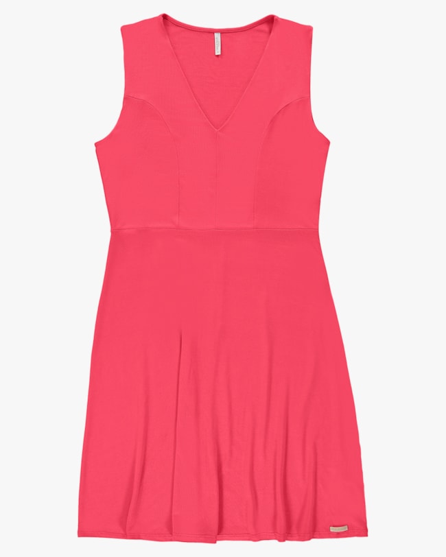 Vestido Curto Plus Size com Decote V - Cereja Rosa - Rosa P-2274445c-bf9b-49be-be81-f2f82c0cb673
