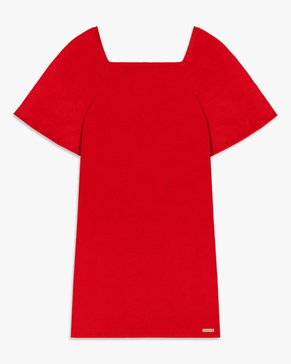 Vestido Curto Plus Size com Manga Flare - Cereja Rosa - Tomato