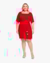 Vestido Curto Plus Size com Manga Flare - Cereja Rosa - Tomato-c14afac7-35b2-4025-bb5d-b9cd351e27d5