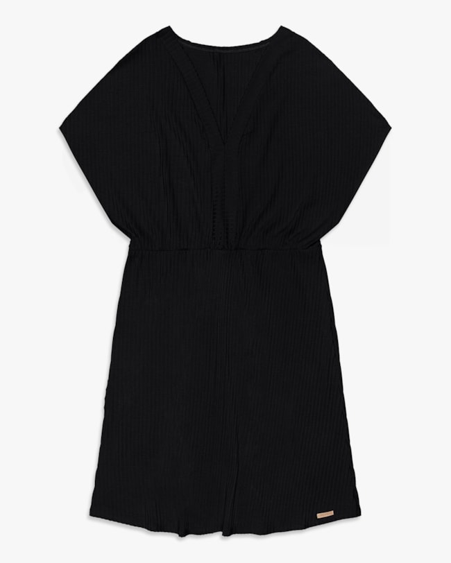 Vestido Curto Plus Size em Viscose Canelada - Cereja Rosa - Preto-47ac916c-bb97-4b91-b362-54b6d93db785