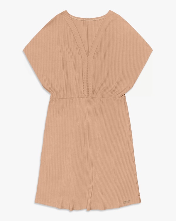 Vestido Curto Plus Size em Viscose Canelada - Cereja Rosa - Toffee