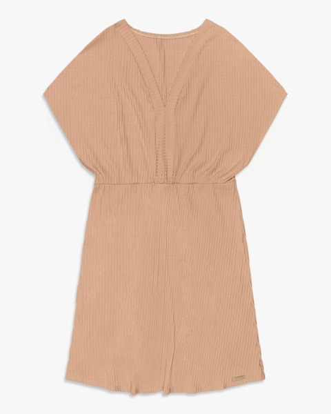 Vestido Curto Plus Size em Viscose Canelada - Cereja Rosa - Toffee