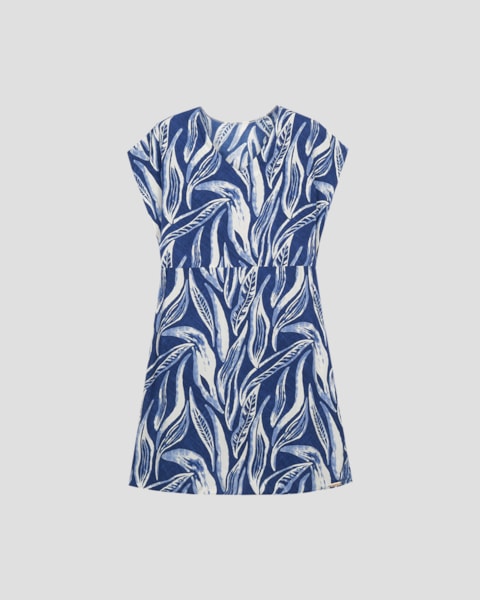 Vestido Curto Plus Size em Viscose Estampada Cereja Rosa Azul