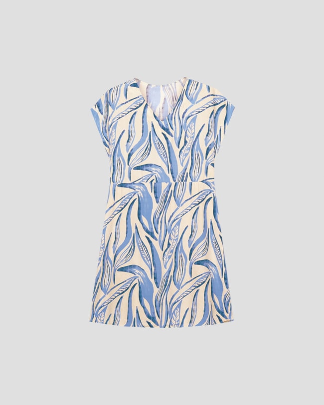 Vestido Curto Plus Size em Viscose Estampada Cereja Rosa Bege-f0d9398f-4d08-4bd3-a7ad-6dc193a5fb15