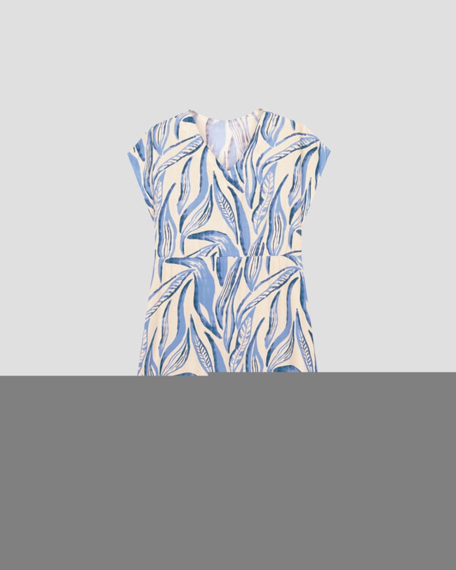 Vestido Curto Plus Size em Viscose Estampada Cereja Rosa Bege-9ff982d6-465f-4bf1-8b8f-828f84a65b3c