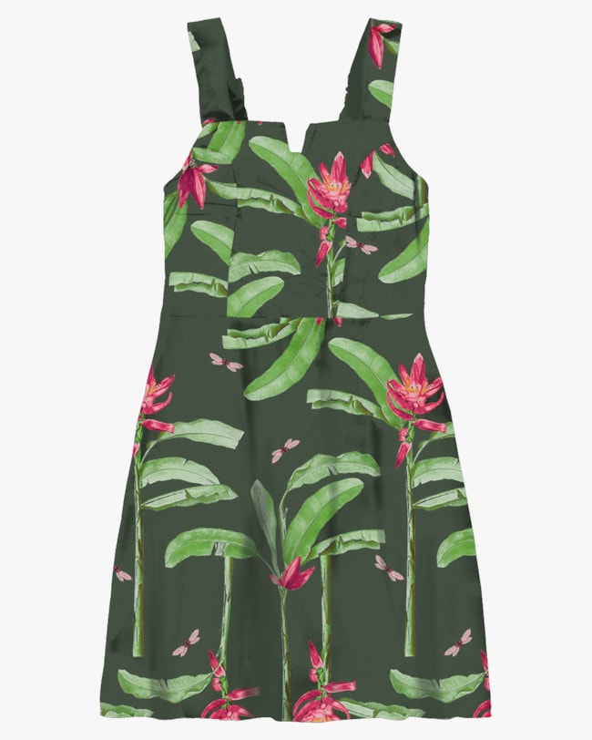 Vestido Curto Plus Size Estampado - Cereja Rosa - Basílico GG-c76ab1f6-aa17-4517-868c-663196f92a41