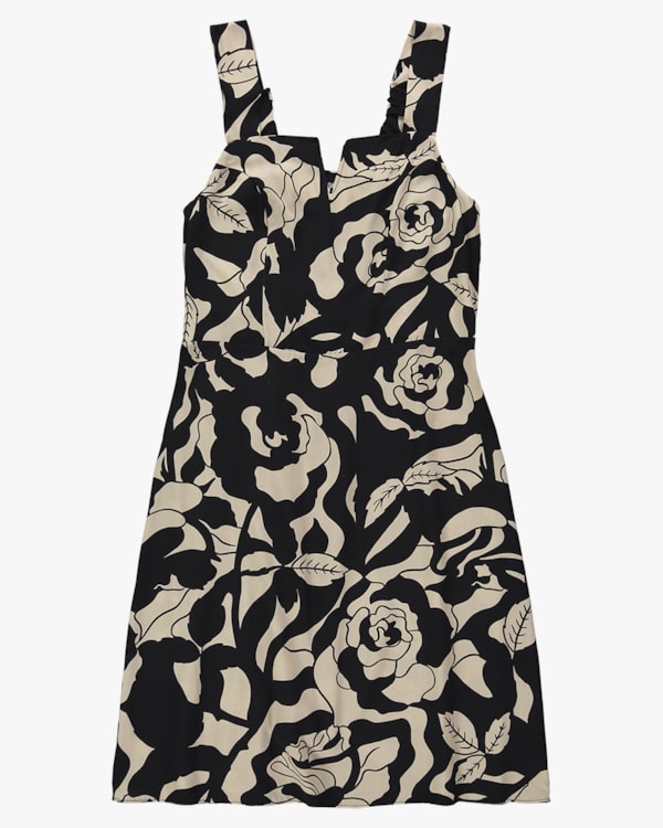 Vestido Curto Plus Size Estampado - Cereja Rosa - Black