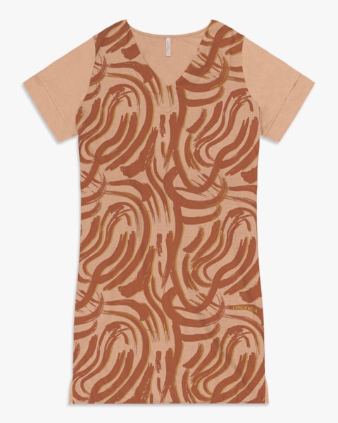 Vestido Curto Plus Size Estampado com Decote V - Cereja Rosa - Toffee