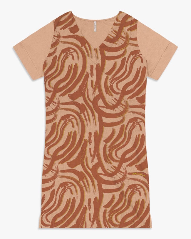 Vestido Curto Plus Size Estampado com Decote V - Cereja Rosa - Toffee-f8bf1cc9-f4cc-4f5f-a54c-08b4cddea612